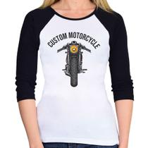 Baby Look Raglan Custom Motorcycle Manga 3/4 - Foca na Moda Baby Look Raglan Custom Motorcycle Manga 3/4 - Foca na Moda