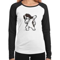Baby Look Raglan Cute Dabbing Havanese Dog Manga Longa - Foca na Moda Baby Look Raglan Cute Dabbing Havanese Dog Manga Longa - Foca na Moda