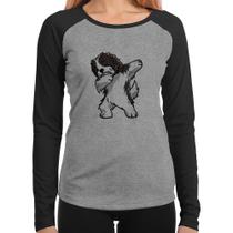Baby Look Raglan Cute Dabbing Havanese Dog Manga Longa - Foca na Moda Baby Look Raglan Cute Dabbing Havanese Dog Manga Longa - Foca na Moda