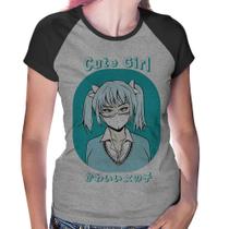 Baby Look Raglan Cute Girl - Foca na Moda Baby Look Raglan Cute Girl - Foca na Moda