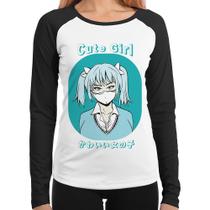 Baby Look Raglan Cute Girl Manga Longa - Foca na Moda Baby Look Raglan Cute Girl Manga Longa - Foca na Moda