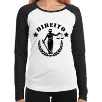 Baby Look Raglan Direito Justiça Manga Longa - Foca na Moda Baby Look Raglan Direito Justiça Manga Longa - Foca na Moda