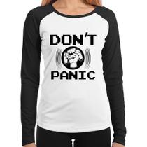Baby Look Raglan Don't Panic Manga Longa - Foca na Moda