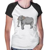 Baby Look Raglan Elefante Ilustração - Foca na Moda