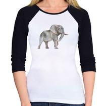 Baby Look Raglan Elefante Manga 3/4 - Foca na Moda