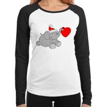 Baby Look Raglan Elefante Noel Manga Longa - Foca na Moda