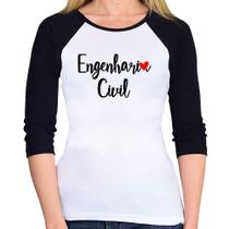 Baby Look Raglan Engenharia Civil Manga 3/4 - Foca na Moda