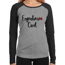 Baby Look Raglan Engenharia Civil Manga Longa - Foca na Moda