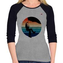 Baby Look Raglan Escalada Vintage Sunset Manga 3/4 - Foca na Moda Baby Look Raglan Escalada Vintage Sunset Manga 3/4 - Foca na Moda