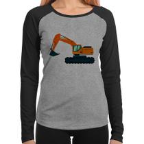 Baby Look Raglan Escavadeira Manga Longa - Foca na Moda Baby Look Raglan Escavadeira Manga Longa - Foca na Moda