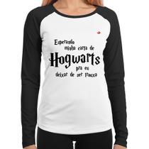 Baby Look Raglan Esperando minha carta de Hogwarts Manga Longa - Foca na Moda