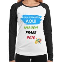 Baby Look Raglan Estampa Personalizada (Imagem, frase ou foto) Manga Longa - Foca na Moda Baby Look Raglan Estampa Personalizada (Imagem, frase ou foto) Manga Longa - Foca na Moda
