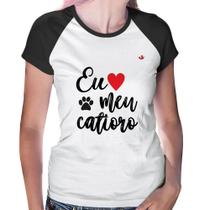 Baby Look Raglan Eu amo meu catioro - Foca na Moda Baby Look Raglan Eu amo meu catioro - Foca na Moda