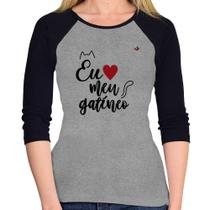 Baby Look Raglan Eu amo meu gatíneo Manga 3/4 - Foca na Moda
