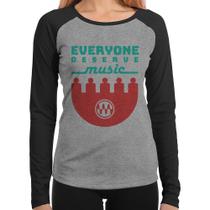 Baby Look Raglan Everyone Reserve Music Manga Longa - Foca na Moda