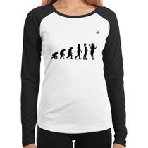 Baby Look Raglan Evolução da Cabeleireira Manga Longa - Foca na Moda