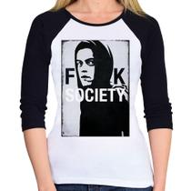 Baby Look Raglan F**k Society Eliot Manga 3/4 - Foca na Moda