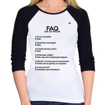 Baby Look Raglan FAQ Dia de Prova Manga 3/4 - Foca na Moda Baby Look Raglan FAQ Dia de Prova Manga 3/4 - Foca na Moda