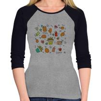 Baby Look Raglan Fast Food Manga 3/4 - Foca na Moda Baby Look Raglan Fast Food Manga 3/4 - Foca na Moda