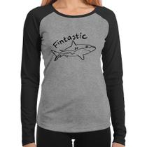 Baby Look Raglan Fintastic Manga Longa - Foca na Moda