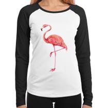 Baby Look Raglan Flamingo Manga Longa - Foca na Moda Baby Look Raglan Flamingo Manga Longa - Foca na Moda