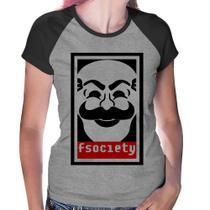 Baby Look Raglan Fsociety - Foca na Moda