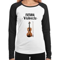 Baby Look Raglan Futura Violinista Manga Longa - Foca na Moda