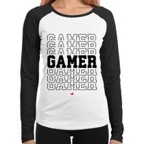 Baby Look Raglan Gamer Manga Longa - Foca na Moda Baby Look Raglan Gamer Manga Longa - Foca na Moda