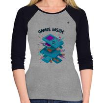 Baby Look Raglan Games Inside Manga 3/4 - Foca na Moda