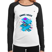 Baby Look Raglan Games Inside Manga Longa - Foca na Moda