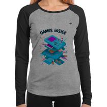 Baby Look Raglan Games Inside Manga Longa - Foca na Moda Baby Look Raglan Games Inside Manga Longa - Foca na Moda
