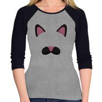 Baby Look Raglan Gatinha Orelhinha Manga 3/4 - Foca na Moda Baby Look Raglan Gatinha Orelhinha Manga 3/4 - Foca na Moda