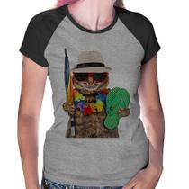 Baby Look Raglan Gato nas Férias - Foca na Moda