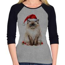 Baby Look Raglan Gato Natalino Manga 3/4 - Foca na Moda Baby Look Raglan Gato Natalino Manga 3/4 - Foca na Moda