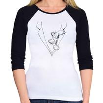 Baby Look Raglan Gato no terno Manga 3/4 - Foca na Moda Baby Look Raglan Gato no terno Manga 3/4 - Foca na Moda