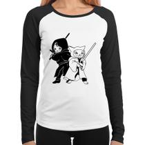 Baby Look Raglan Gatos Jedi Manga Longa - Foca na Moda Baby Look Raglan Gatos Jedi Manga Longa - Foca na Moda
