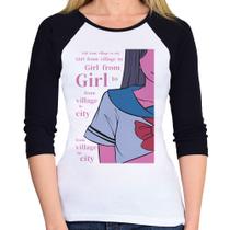 Baby Look Raglan Girl From Village To City Manga 3/4 - Foca na Moda Baby Look Raglan Girl From Village To City Manga 3/4 - Foca na Moda