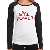 Baby Look Raglan Girl Power Manga Longa - Foca na Moda Baby Look Raglan Girl Power Manga Longa - Foca na Moda