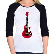 Baby Look Raglan Guitar Píxel Manga 3/4 - Foca na Moda Baby Look Raglan Guitar Píxel Manga 3/4 - Foca na Moda