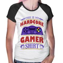 Baby Look Raglan Hardcore Gamer - Foca na Moda Baby Look Raglan Hardcore Gamer - Foca na Moda
