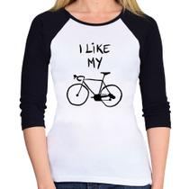 Baby Look Raglan I Like My Bike Manga 3/4 - Foca na Moda Baby Look Raglan I Like My Bike Manga 3/4 - Foca na Moda