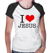 Baby Look Raglan I Love Jesus - Foca na Moda