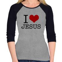 Baby Look Raglan I Love Jesus Manga 3/4 - Foca na Moda Baby Look Raglan I Love Jesus Manga 3/4 - Foca na Moda