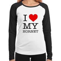 Baby Look Raglan I Love My Hornet Manga Longa - Foca na Moda Baby Look Raglan I Love My Hornet Manga Longa - Foca na Moda