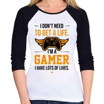 Baby Look Raglan I'm a gamer, I have lots of lives Manga 3/4 - Foca na Moda