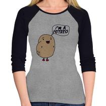 Baby Look Raglan I'm A Potato Manga 3/4 - Foca na Moda