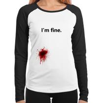 Baby Look Raglan I'm fine Manga Longa - Foca na Moda Baby Look Raglan I'm fine Manga Longa - Foca na Moda