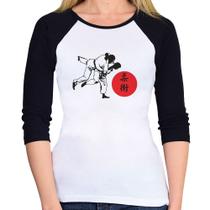 Baby Look Raglan Jiu Jitsu Judô Artes Marciais Manga 3/4 - Foca na Moda