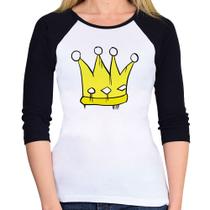 Baby Look Raglan King and Queen Crown Manga 3/4 - Foca na Moda