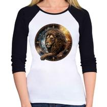 Baby Look Raglan Leão Sígno Manga 3/4 - Foca na Moda